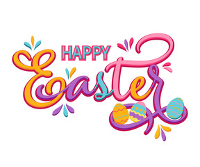 Fototapeta na wymiar Happy Easter isolated with white background. EPS 10 vector royalty free stock illustration for greeting card, ad, poster, flier, blog, article