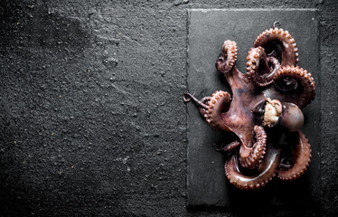 Fresh octopus on a stone Board. © Artem Shadrin