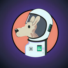 Dog astronaut, cartoon