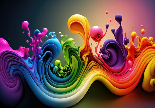 Fluid rainbow colors merging together, abstract concept for a desktop wallpaper, designed to represent ideals such as equality, pride, happiness, joy, self-confidence, freedom of expression.