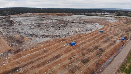 A large landfill near the city of Minsk. View from the drone.
