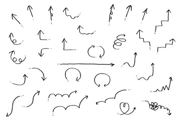 ペンの手描きの矢印イラスト素材セット