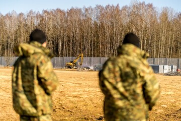 Construction site of a wall defending Polish border, Polish and Belarussian border