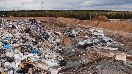 Large landfill near the metropolis in autumn.