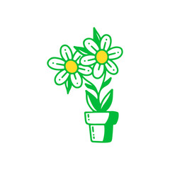 green flower tree vector illustration