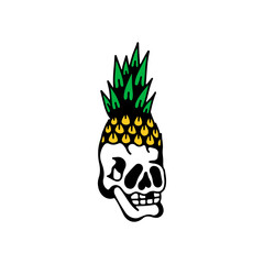 vector illustration of skull with pineapple concept