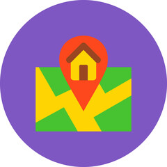 Home Multicolor Circle Flat Icon