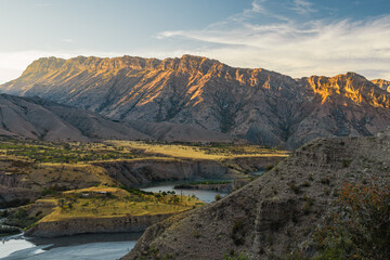 Gunib reservoir and hydroelectric power station in Dagestan