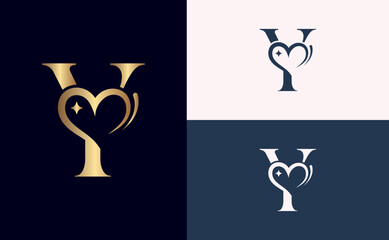 beauty logo design love spa massage letter Y