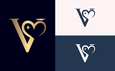 beauty logo design love spa massage letter V