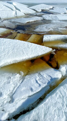 ice blocks on the frozen sea in the sun