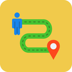 Location Distance Multicolor Round Corner Flat Icon