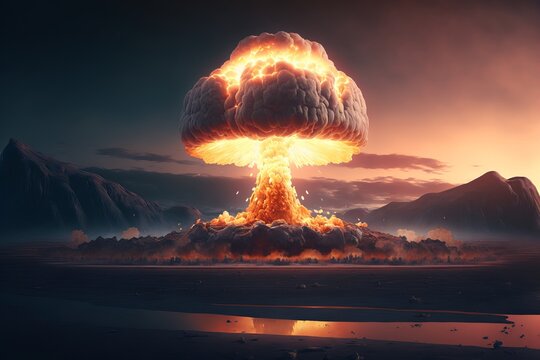 Nuclear bomb explosion. Generative AI
