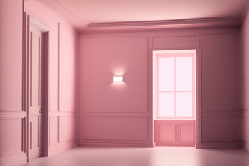 Pink clean minimal room interior copy space background. Generative ai.
