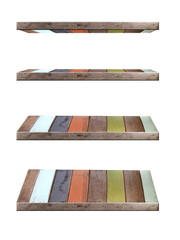 Wood shelf, Wooden shelves isolated on white