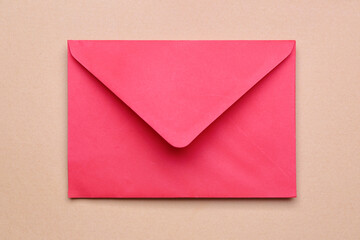 Red paper envelope on color background