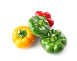 Heap of fresh bell peppers isolated on white background
