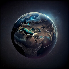 Obraz na płótnie Canvas Nightly planet Earth in dark out space world nasa.