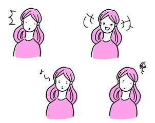 驚く　笑う　とぼける　憂鬱　女性上半身