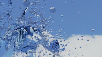 夏の空と水飛沫のイメージ画像