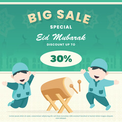 Flat illustration of ramadhan discount for social media template