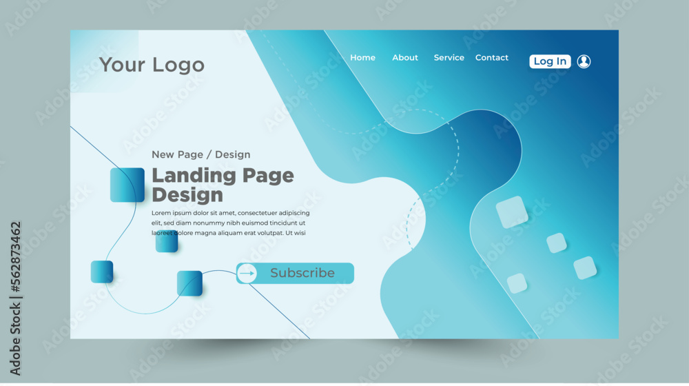 Wall mural modern landing page design template set up for marketing. modern web page design concept layout for 