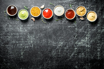 Variations of different types of sauces.