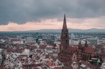 Deurstickers view of the cathedral of freiburg © vardan