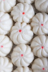 Top view of steamed stuffed buns or steamed dumpling