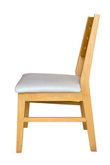 Wooden chair with white leather cushion