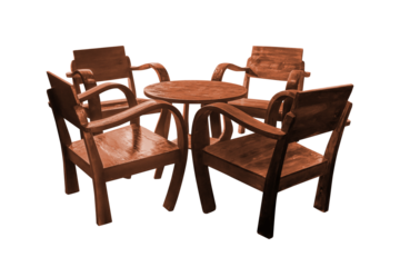 Set vintage wooden table and chair