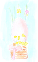 Easter, egg, holiday decor. Watercolor, art decoration, sketch. Illustration hand drawn modern