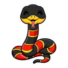 Fototapeta premium Cute happy coral snake cartoon