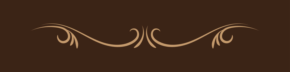 ornamental filigree flourish and thin divider. Classical vintage element, vector illustration