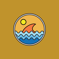Vector illustration surfing theme badge design. For t-shirt prints, posters, stickers and other uses.