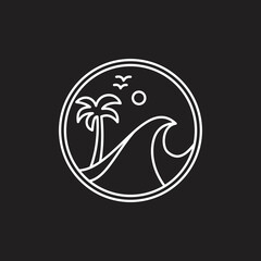 Vector illustration surfing theme badge design. For t-shirt prints, posters, stickers and other uses.