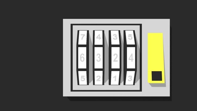 the animation of the number type lock is moving assembling the code to open something is vibrating