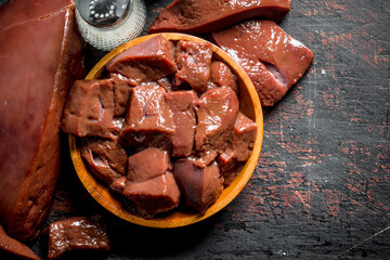 Fresh sliced raw liver.