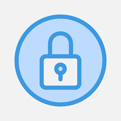 Padlock icon in blue style about essentials, use for website mobile app presentation