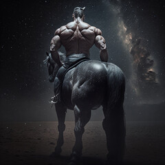bodybuilder in centaur body - obrazy, fototapety, plakaty