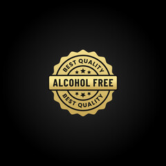 Fototapeta premium Alcohol free label or Best Alcohol free logo vector isolated on black background. Elegant Alcohol free logo for your product. The best Alcohol free label for product without alcohol.