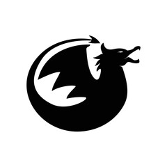 dragon silhouette design. mythology creature sign and symbol.
