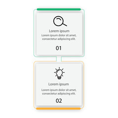 Business infographic template. Thin line design label with icon and 2 options, steps or processes.