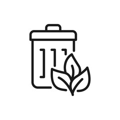Organic trash icon line style isolated on white background. Vector illustration