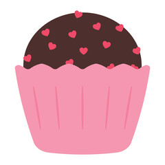 Animated Chocolate Cupcake with Love Sprinkles Vector Illustration