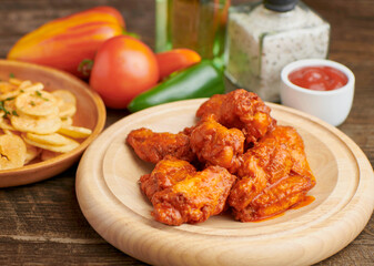 Chicken buffalo wings close up