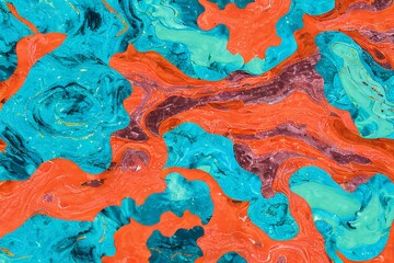 Peach and Turquoise Abstract Marble Texture
