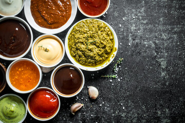 Different variations of sauces.