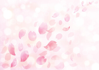 水彩　風に舞う桜の花びらフレーム、背景