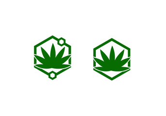 cannabis leaf logo design template.icon for science technology